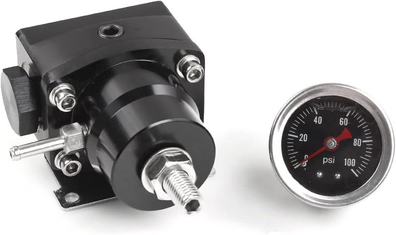 BARTOO Adjustable Fuel Pressure Regulator Kit with Bypass Return 30-70 psi Pressure Gauge, AN6-6AN Fuel Line Hose Fitting Connectors Kit(Black) - Image 2